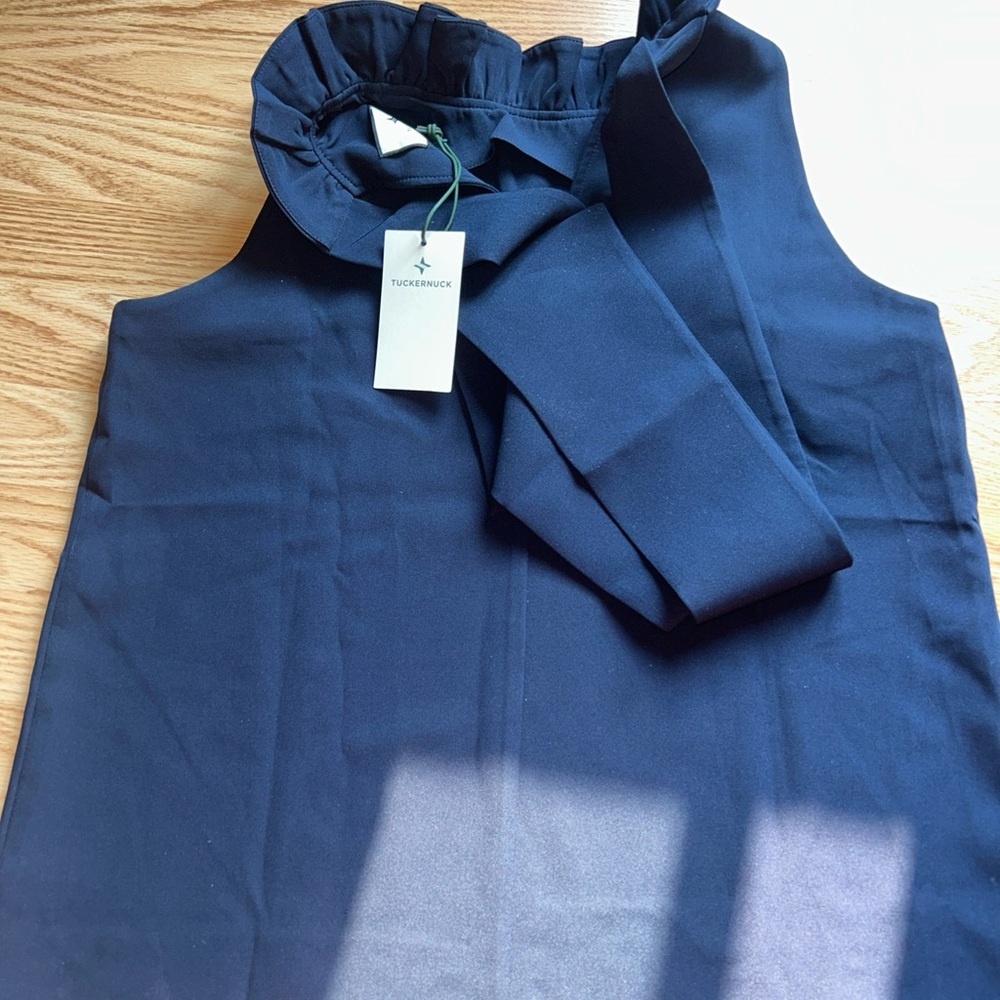 Tuckernuck Dark Blue Top with Bow Accent